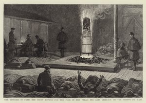 La miseria a Parigi, il rifugio notturno per i poveri nel Palais des Arts Liberaux sugli Champs de Mars